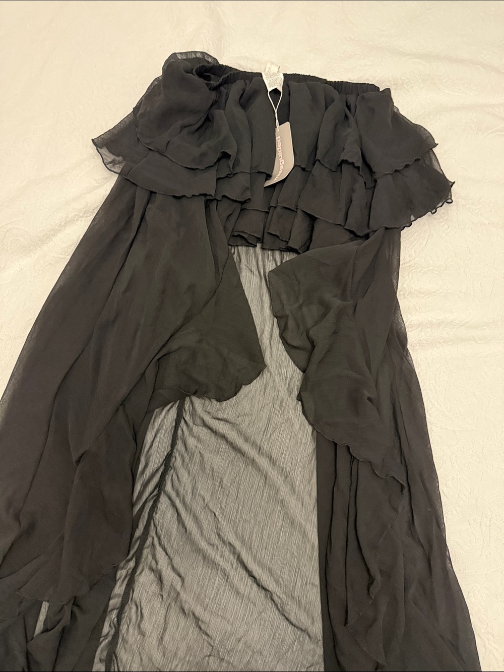 Black Ruffled skort with Sheer Wrap - open front